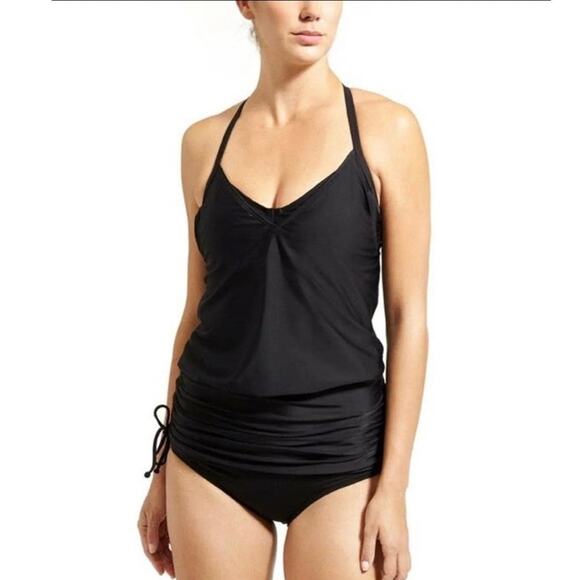 ATHLETA Side Scrunch Tankini Top in Navy size 36 B/C - Picture 2 of 11
